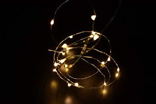 Gresonic 2or3 Sets 15 Warm White Color Micro LED String Lights on 5.5 Feet Silver Wire Wedding Christmas Party Holiday (3 sets, Warm White)