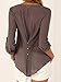 POSESHE Women's V-Neck Button Detail Dip Back Solid Blouse Top Medium Gray