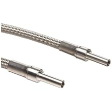 Iwatani PTFE Super Flex Hose Braided with Stainless Steel 304, Male Pipe Fittings, 1/4ID, 12" L, 1.97" Bend Radius