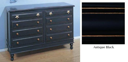 Alligator Enterprises 12300SAB Stars Eight Drawer Dresser in Antique Black