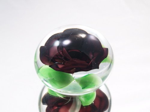 Murano Design Mouth Blown Glass Art Maroon Rose Crystal Handmade Art Glass Paperweight Pw-303
