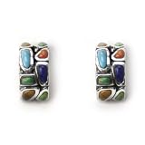 Barse Sterling Silver Multi Stone Hoop Earrings