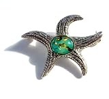 Baltic Blue Amber Sterling Silver Museum Collection Star Fish Pin 19th Century
