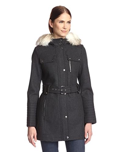 Laundry by Design Women’s Belted Coat with Faux Fur