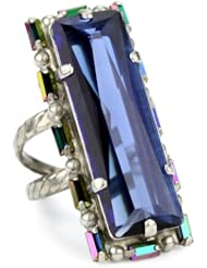 Sorrelli "Emerald City" Elongated Crystal Adjustable Silvertone Ring