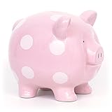 Child to Cherish Polka Dot Piggy Bank, Pink, Large
