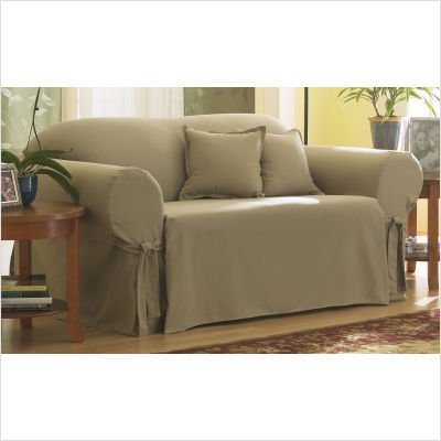 Sure Fit 139727246 Linen Cotton Duck Sofa Slipcover Box Seat