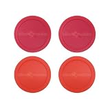 4 Air Hockey Pucks: 2 Red Round and 2 Orange Round