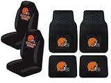 A Set of 4 NFL Universal Fit Front All-Weather Floor Mats and A Set of 2 Universal Fit Seat Covers - Cleveland Browns
