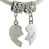 41pkEEGi9nL. SL160  Sterling Silver Jewelry: Aunt and Niece Heart Sterling Silver Bead Charms for European Bracelet