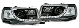 Scheinwerfer Set mit LED Standlicht, passend für Audi 80 Typ B4 Mod. Bj. 9/91-10/94. Ausführung: Klarglas Schwarz.