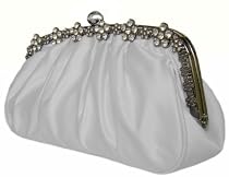 Premium Abendtasche-Brauttasche mit Strass in Wei&szlig;