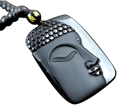 Iminibox 1pcs Men Women Buddha Head Natural Obsidian Reiki Healing Charms Stone Pendant Gift Unisex
