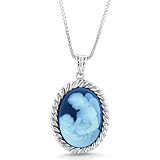 Guardian Angel and Baby Cameo Pendant w/ Sterling Silver Close Back Frame and 18 Chain