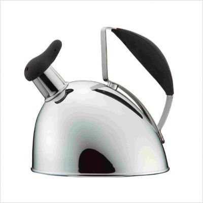 Calypso Basics Stainless Steel Whistling Teakettle with Black Rubber Handle