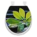 Abattant Toilette WC Design Deco Zen Feuille Plante Sur Galets Noirs Mousse - Neuf