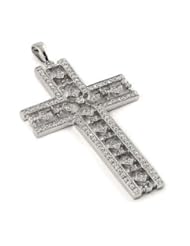Cut Out Style Silver Cubic Zirconia Cross Pendant