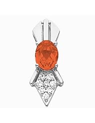 14K White Gold Oval Cut Fire Opal and Diamond Pendant -- LIFETIME WARRANTY