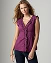 Calvin Klein Jeans Sleeveless Ruffled V-Neck Blouse
