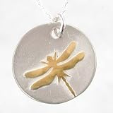 Two-tone Dragonfly Pendant in Sterling Silver and 24kt Vermeil on 16 chain, #8883