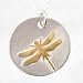 Two-tone Dragonfly Pendant in Sterling Silver and 24kt Gold Vermeil on a 16" Sterling Link Chain, #8883