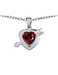 Original Star K (tm) Heart with Arrow Love Pendant with Genuine Garnet in 925 Sterling Silver