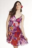 SMASH WEAR - Robe à bretelles empire boho imprimé fleuri volants violet TRIXIE - Femme