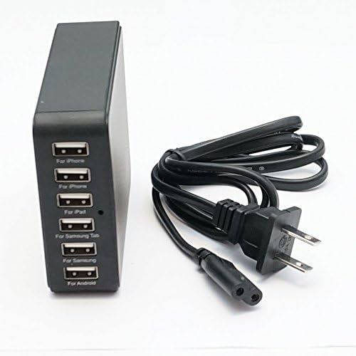 Desktop Charger Hapurs 6-Port USB 33W Charger Compatible for iOS and Android Devices, iPhone 4,4S,5,5C,5S, 6 and 6 plus,Ipad Mini,Ipad Air,Ipod Touch, Samsung Galaxy S and Note model, Sony, HTC,Motorola- BLACK