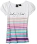 Baby Phat Girls 7-16 Printed Stripe Tee,White,Large