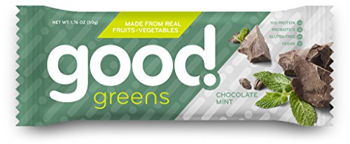 Chocolate Mint Protein Bars, Gluten-Free, Dairy-Free & Vegan (12 Bars) - Great Source of Fruits & Veggies, Plant-Based Proteins, Probiotics & Fiber | Good! Greens