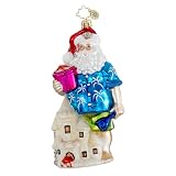 RADKO BEACH BUILDER Santa Sand Castle Christmas Glass Ornament