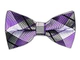 100% Silk Woven Violet Plaid Self-Tie Bow Tie