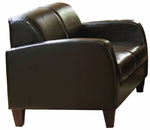 Homelegance Faux Leather Contemporary Love Seat, Dark Brown On Sale