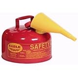 Eagle UI-20-FS Red Galvanized Steel Type 1 Gasoline Safety Can with Funnel, 2 gallon Capacity, 9.5" Height, 11.25" Diameter