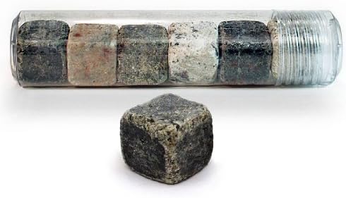 Sea Stones 6 Square Whiskey Stones w/ Clear Tube Set