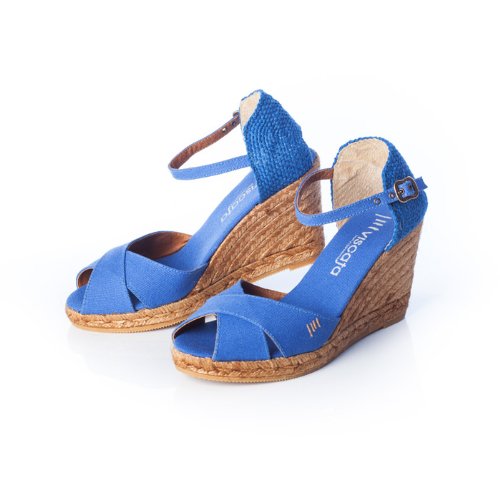 VISCATA Aiguablava Fashionable, Open Toe, Espadrille Wedge with 3-inch Heel Made in Spain