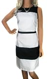 Ladies Linen Mix Black and White Block Colours Dress including Women's Plus sizes.