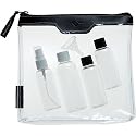Sicherheitstoilettentasche f&uuml;r Ihre Flugreise, inkl. 2 x 50 ml, 1 x 90 ml Fl&auml;schchen und 1 Zerst&auml;uber mit Auff&uuml;lltrichter