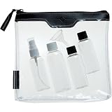 Produkt-Bild: Sicherheitstoilettentasche f&uuml;r Ihre Flugreise, inkl. 2 x 50 ml, 1 x 90 ml Fl&auml;schchen und 1 Zerst&auml;uber mit Auff&uuml;lltrichter
