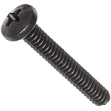 Steel Pan Head Machine Screw, Black Oxide Finish, Meets ASME B18.6.3, #2 Phillips Drive, #10-24 Thread Size, 1-1/4" Length, Fully Threaded, Import (Pack of 100)