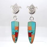 Ray Tracey Inlaid Dangle Earrings in Sterling Silver, #8621