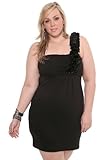 Torrid Plus Size Black Knit One Shoulder Rose Dress