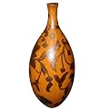 Ceramic Stem Vase With Floral Pattern - Light Brown / Dark Brown