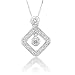 14k White Gold Square drop Diamond Pendant Necklace (HI, I, 0.50 carat)