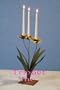 17" Metal Home D�cor Rustic Flower Iris Taper Candle Holder Centerpiece