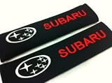 Subaru (red lettering) Seat Belt Cover Shoulder Pad Cushion (2 pcs)