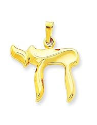 14K Yellow Gold Chai Pendant Charm Jewish Jewelry