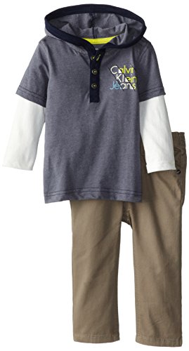 Calvin Klein Baby-Boys Infant Gray Hoody Tee with Pants