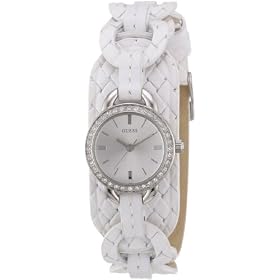 Guess - W70027L1 - Dreamweaver - Montre Femme - Quartz Analogique - Cadran Argent - Bracelet Cuir Blanc