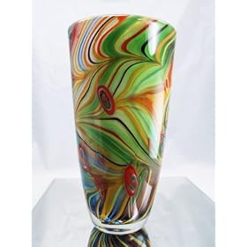 Murano Glass Rainbow Millefiori Swirls Vase X-1563B